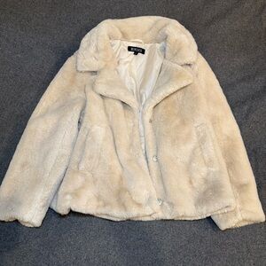 No Less Plush Cream Faux Fur Jacket Size XL